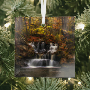 Waterfalls New England Connecticut Glass Tree Decoration
