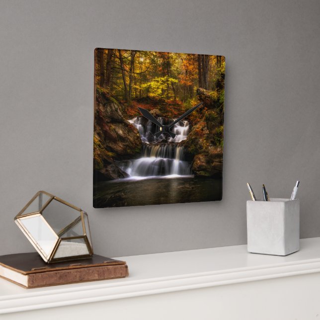 Waterfalls | New England Connecticut Square Wall Clock (Office)