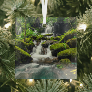Waterfalls   Phu Tub Berk Mountain, Thailand Glass Tree Decoration