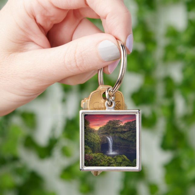 Waterfalls | Rainbow Falls, Hilo, Hawaii Key Ring (Hand)