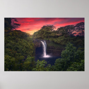 Waterfalls   Rainbow Falls, Hilo, Hawaii Poster