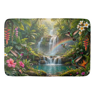 Waterfalls Rainbow Hummingbirds Tropical Hideaway Bath Mat