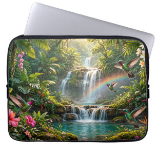 Waterfalls Rainbow Hummingbirds Tropical Hideaway Laptop Sleeve