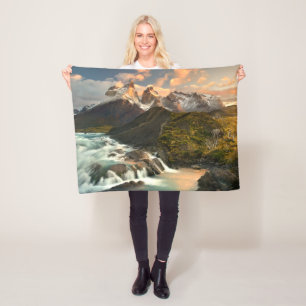 Waterfalls Salto Grade Waterfall Patagonia Chile Fleece Blanket