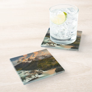Waterfalls Salto Grade Waterfall Patagonia Chile Glass Coaster