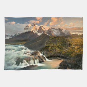 Waterfalls Salto Grade Waterfall Patagonia Chile Tea Towel