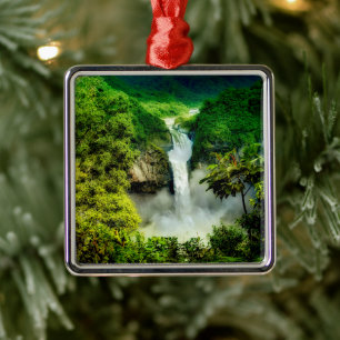 Waterfalls   San Rafael Falls, Ecuador Metal Ornament