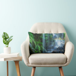 Waterfalls Shinmata Ravine, Japan Lumbar Cushion