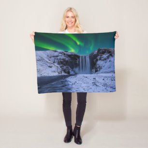Waterfalls Skógafoss Waterfall Fleece Blanket