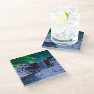 Waterfalls Skógafoss Waterfall Glass Coaster