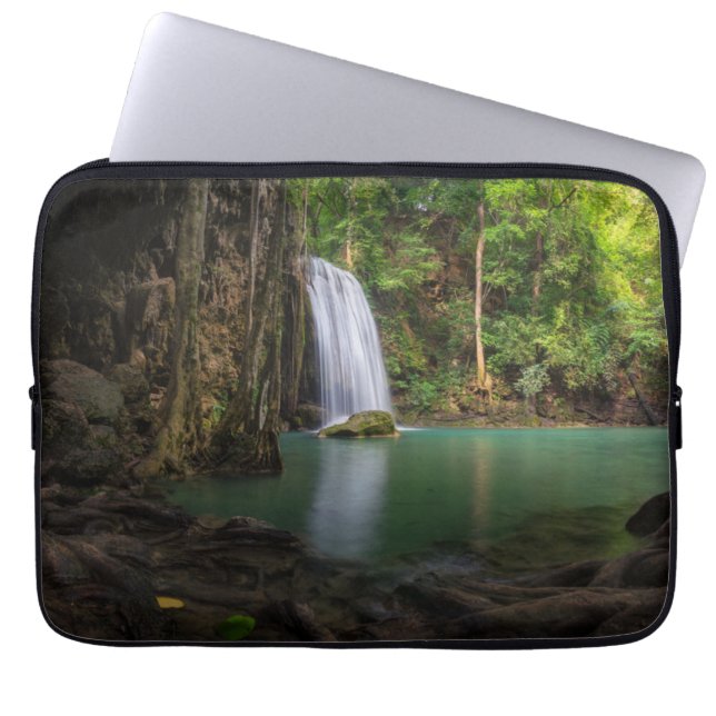 Waterfalls | Spring Rainforest Waterfall Thailand Laptop Sleeve (Front)