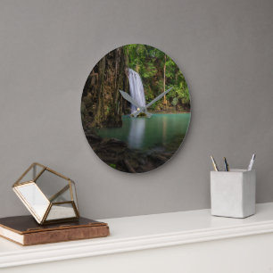 Waterfalls   Spring Rainforest Waterfall Thailand Large Clock