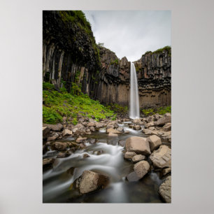 Waterfalls Svartifoss Waterfall, South Iceland Poster
