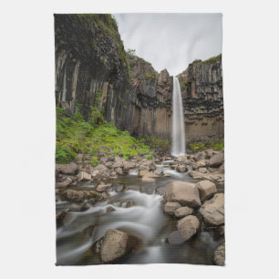 Waterfalls   Svartifoss Waterfall, South Iceland Tea Towel