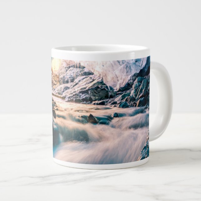 Waterfalls | Vatnajokull Glacier, Eastern Iceland Large Coffee Mug (Front Right)