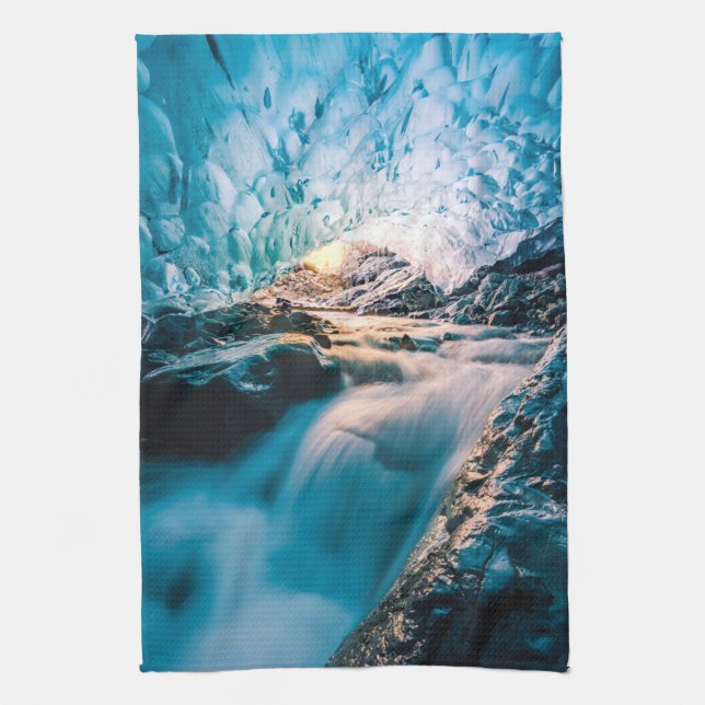 Waterfalls | Vatnajokull Glacier, Eastern Iceland Tea Towel (Vertical)