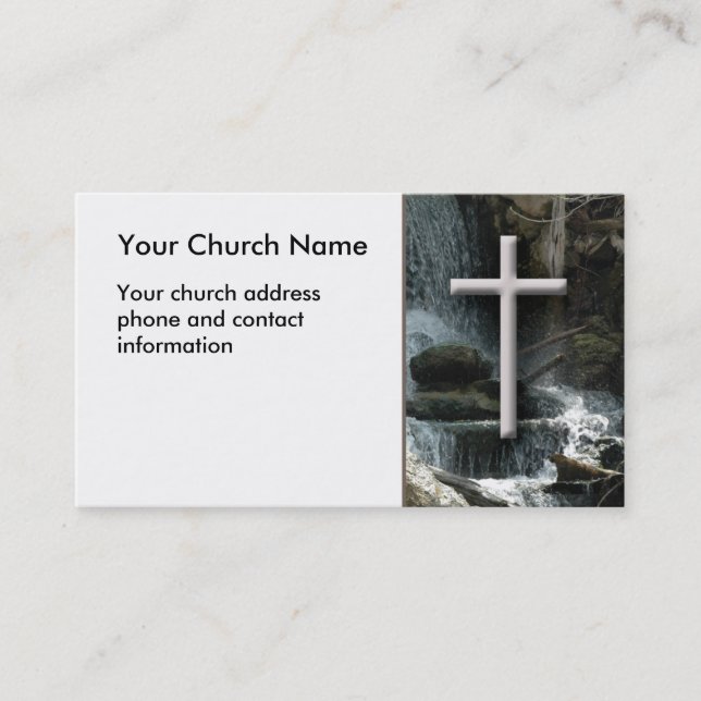 Waterfalls with cross Christian Business Card (Front)