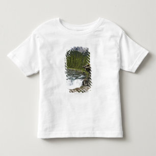 Waterfalls With Rock Ledge And A Mountain Toddler T-Shirt
