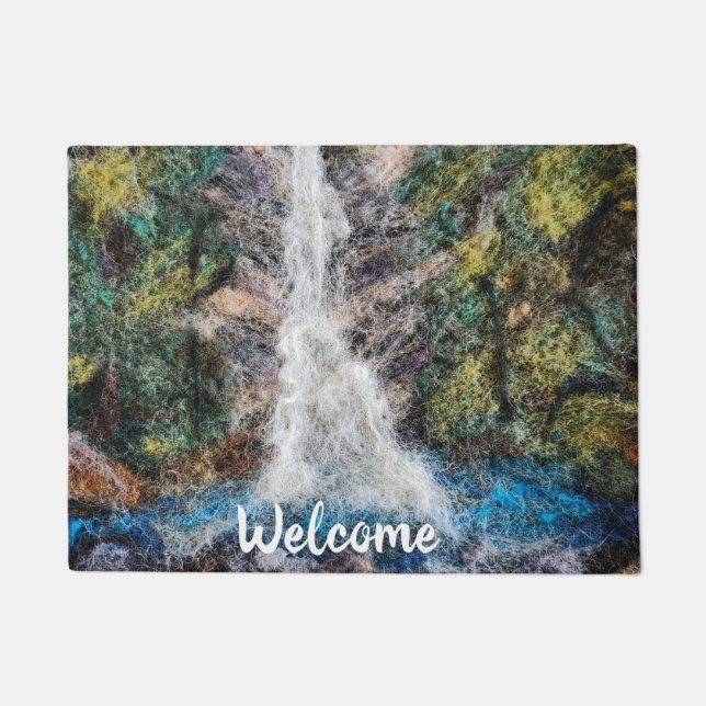 Waterfalls Wool Needle Felting Art Print Doormat (Front)