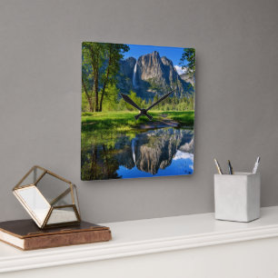 Waterfalls Yosemite Falls, California Square Wall Clock