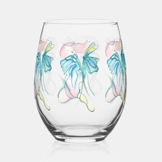 Waterfly 2 stemless wine glass (Back)
