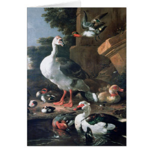 Waterfowl in a classical landscape, 17th century