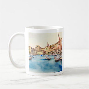 Waterfront And Boats In The Harbour, Italian Coffee Mug