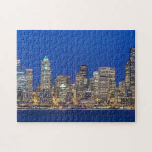 Waterfront and Downtown Skyline at Twilight Jigsaw Puzzle