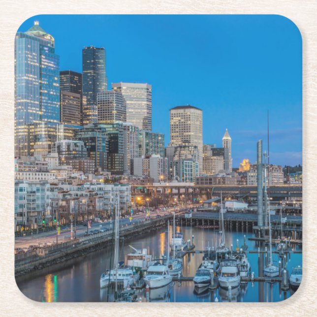 Waterfront and Downtown Square Paper Coaster (Front)