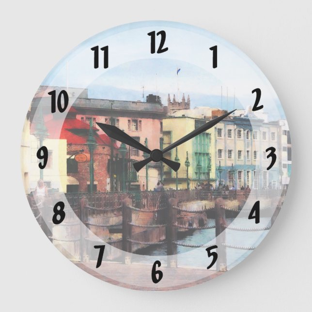 Waterfront Bridgetown Barbados Large Clock (Front)
