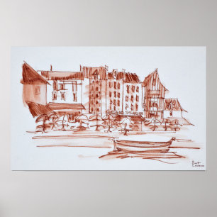 Waterfront Dining Concarneau, Brittany, France Poster