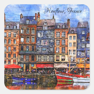 Waterfront of Honfleur harbour in Normandy, France Square Sticker