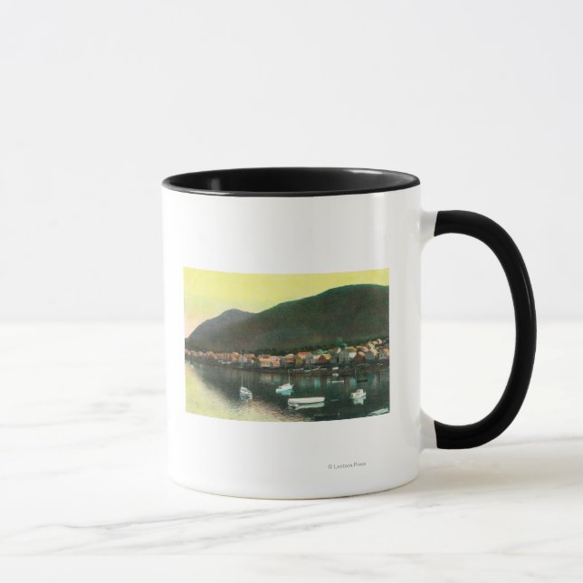 Waterfront View of Indian TownSitka, AK Mug (Right)