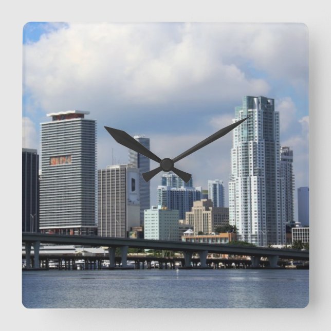 Waterfront view of Miami Square Wall Clock (Front)
