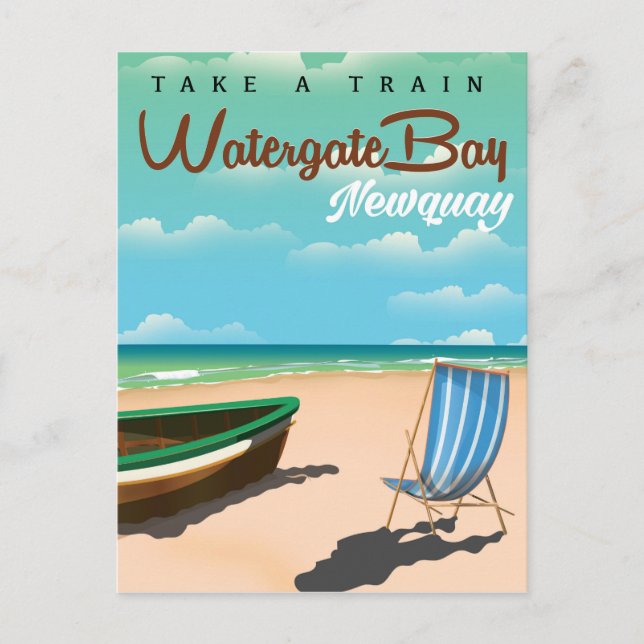 Watergate Bay, Newquay vintage style travel poster Postcard (Front)