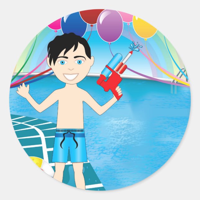 Watergun Pool Boy Classic Round Sticker (Front)