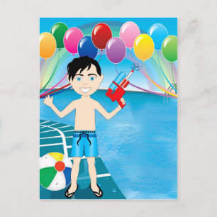 Watergun Pool Boy Postcard