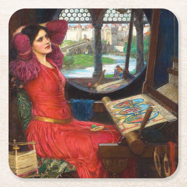 Waterhouse I Am Half-Sick of Shadows Square Paper Coaster (Front)