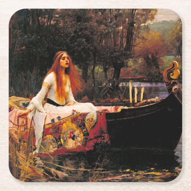 Waterhouse Lady of Shalott Square Paper Coaster (Front)