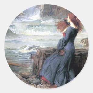 Waterhouse miranda the tempest woman ship wreck classic round sticker