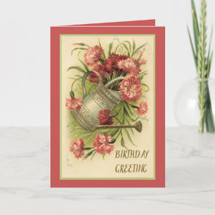 Watering Can and Pink Carnations Card
