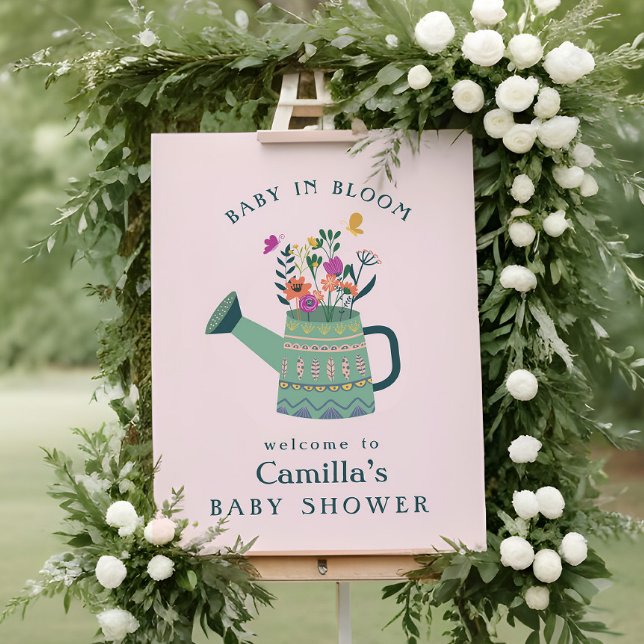 Watering Can Baby Bloom Baby Shower Welcome Sign (Creator Uploaded)
