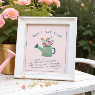 Watering Can Baby Bloom Don't Say Baby Shower Game Poster