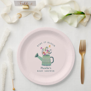 Watering Can Baby in Bloom Baby Shower Paper Plate