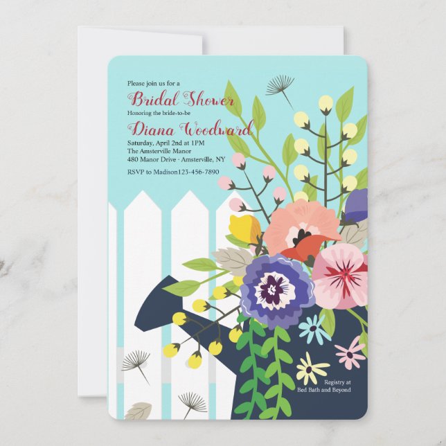 Watering Can Blossoms Invitation (Front)