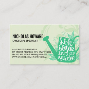 Watering Can Gardening Landscape Business Card