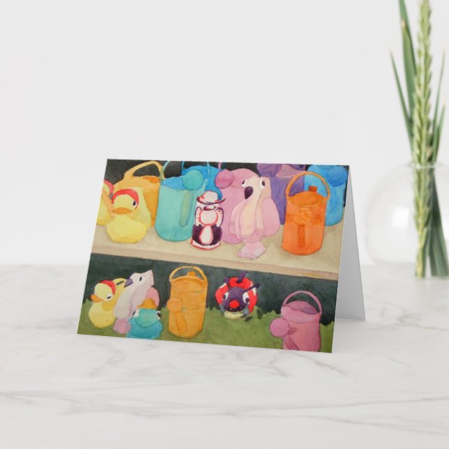 Watering Cans at Forget me Not Farm Card (Front)