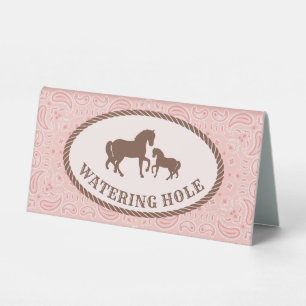 Watering Hole Cowgirl Party Table Tent Sign