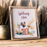 Watering Hole Farm Animals Birthday Party Poster<br><div class="desc">Keep your little guests hydrated with our "Watering Hole" sign! This cute and playful sign is perfect for directing guests to your water station at your child's birthday party. With its bright and colorful design, it's sure to catch the attention of all of your party-goers. Add fun and color to...</div>