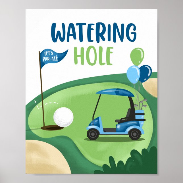 Watering Hole Golf Par-Tee Boy Birthday Sign (Front)